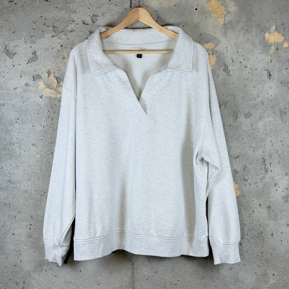 Universal Thread Leisure Studio Polo Sweatshirt Womens 2XL Heather Gray Pullover